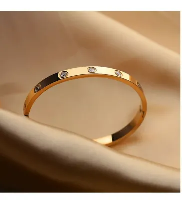 18K Golden Gold Plated Ring Zircon Bangle Bracelet